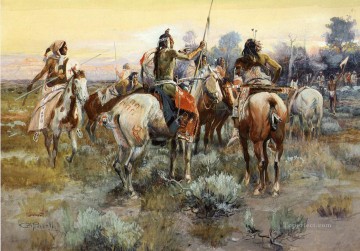 Los indios de la tregua americano occidental Charles Marion Russell Pinturas al óleo